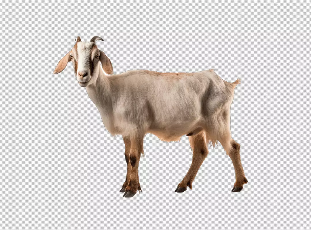 High-Quality Standing Goat PNG Cutout for Farm Animal Designs