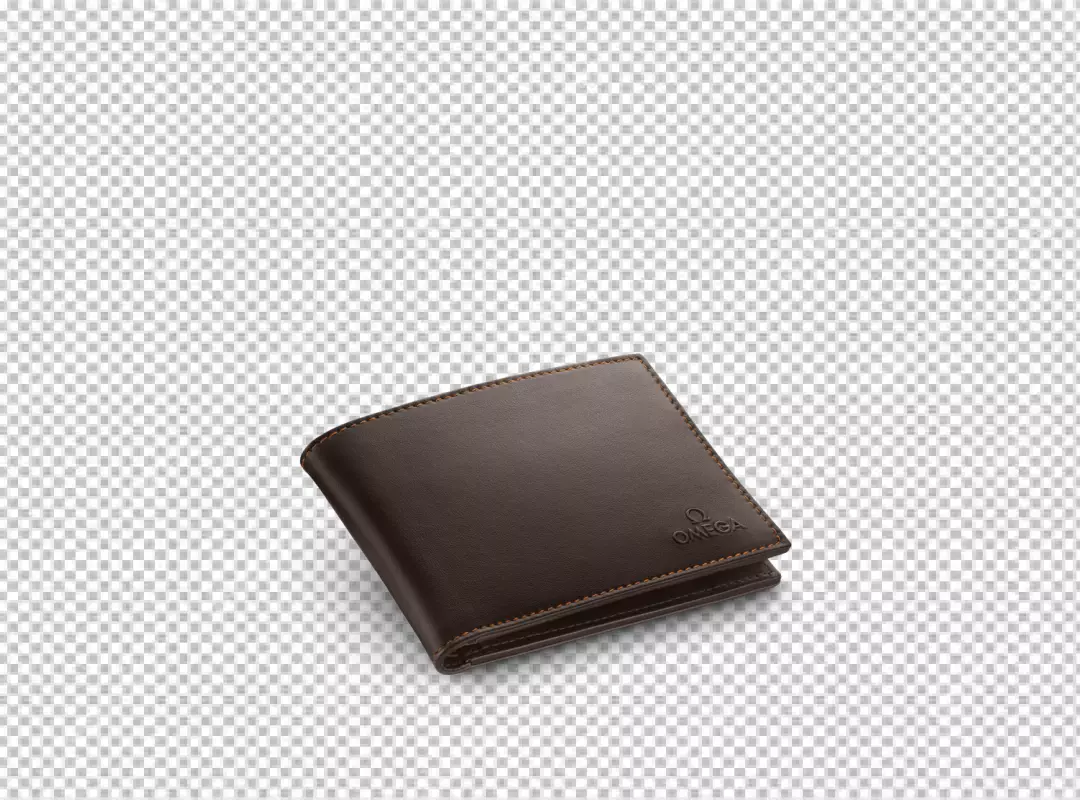 Luxury Brown Leather Omega Wallet with Fine Orange Stitching