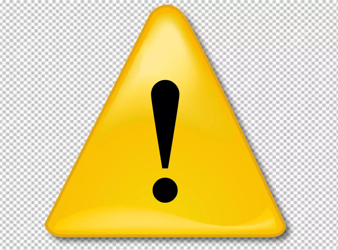 Free Premium PNG Yellow triangular warning sign with a black exclamation mark
