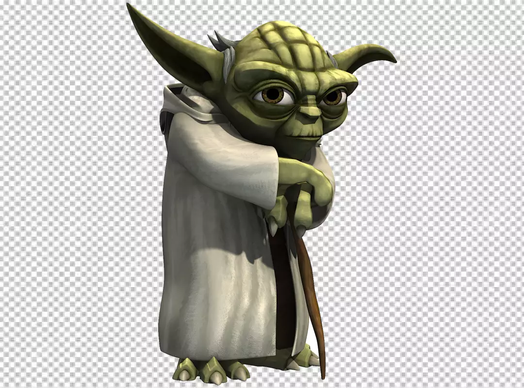 Free Premium PNG Star Wars Yoda Character with Cane