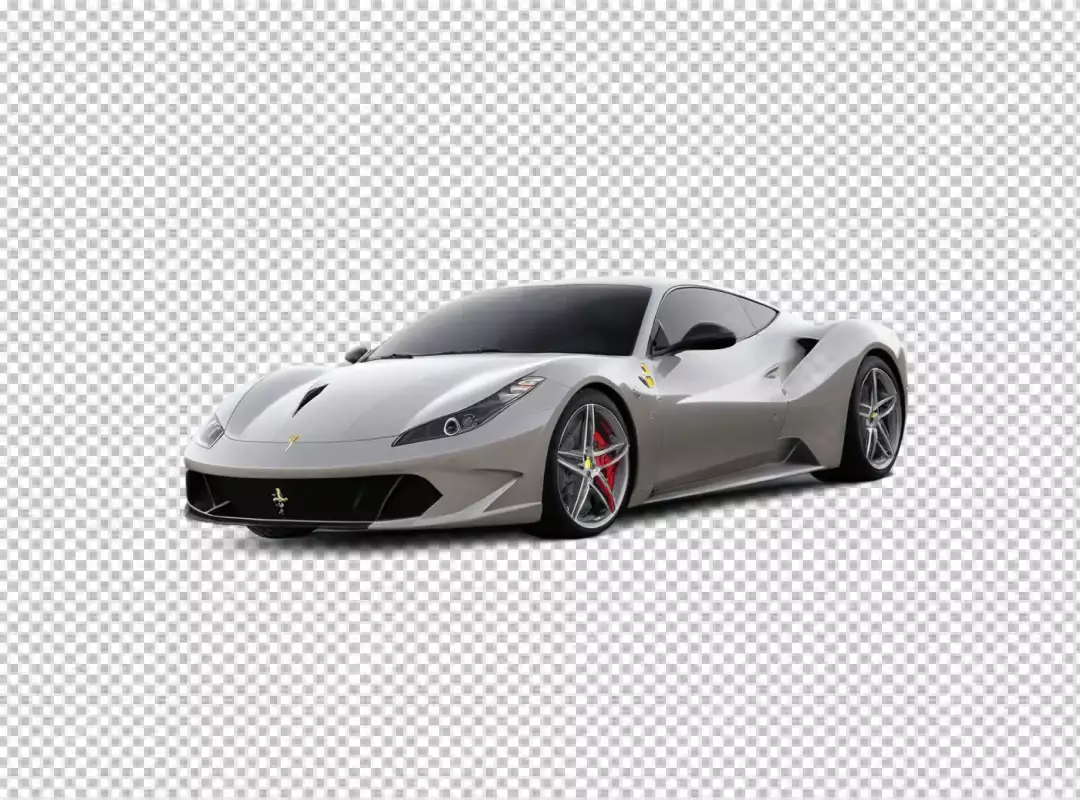Sleek Silver Ferrari F8 Tributo Luxury Sports Car Isolated on White Background