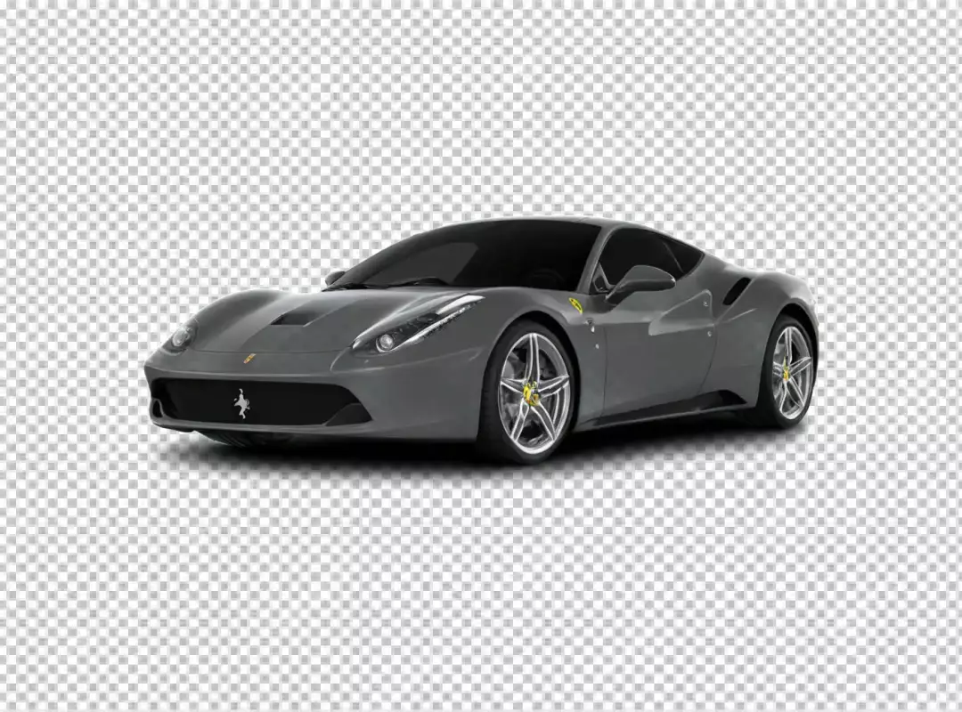 Sleek Grey Italian Ferrari Sports Car Isolated on White Background