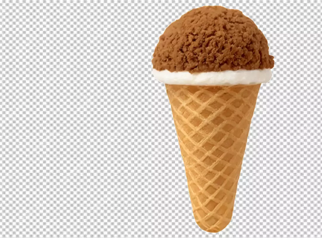 Delicious Chocolate Ice Cream Scoop in Crispy Waffle Cone for Summer Dessert
