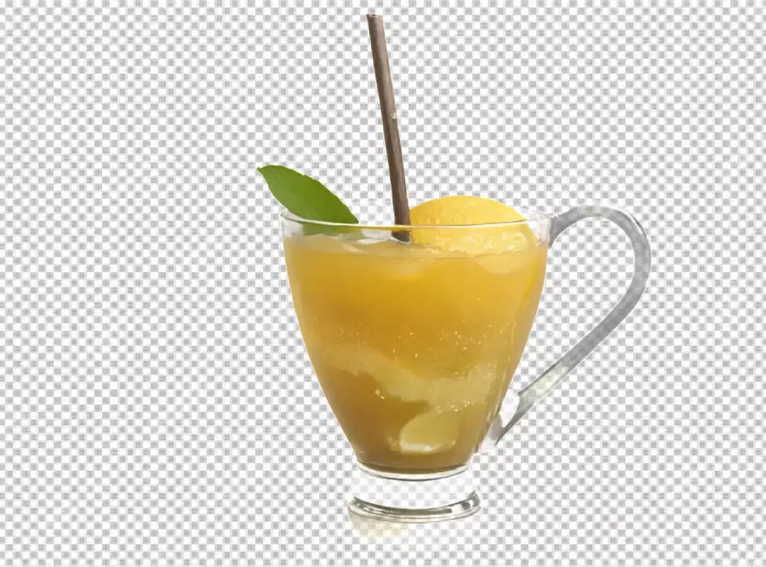 Refreshing Citrus Lemon Drink with Fresh Mint and Straw in Glass Mug