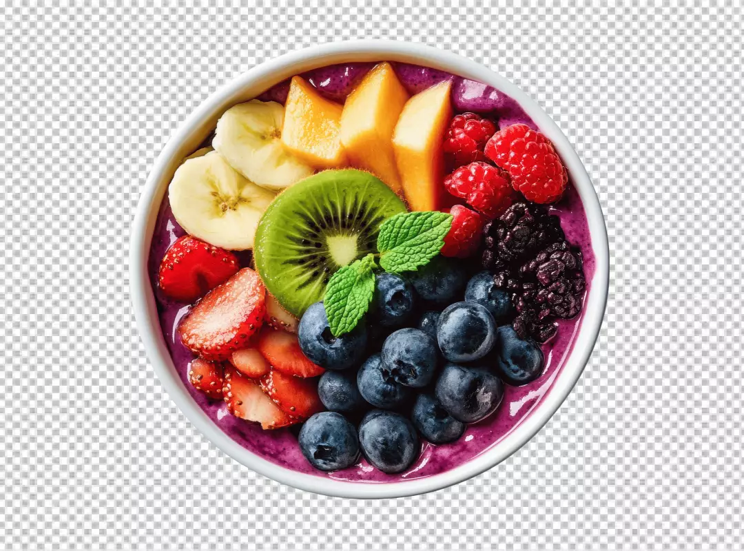 Vibrant Healthy Fruit Smoothie Bowl with Fresh Berries and Tropical Fruits