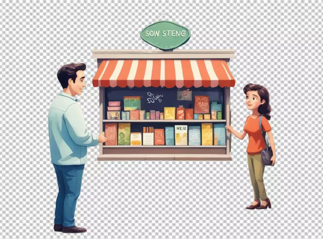 Happy Customers Exploring Products at a Charming Local Business Stall