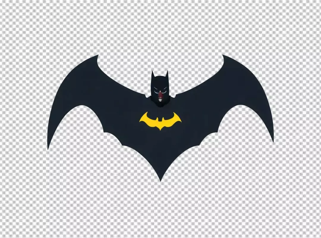 Classic Batman Cape and Emblem Design on White Background for Comics
