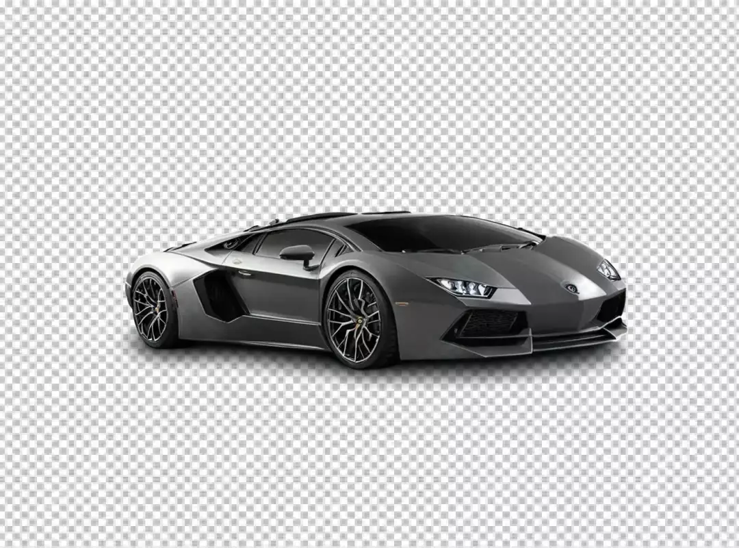 Sleek Matte Grey Lamborghini Aventador Supercar Isolated on White Background