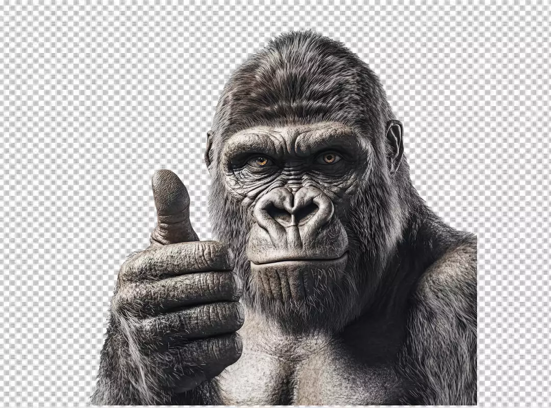 Confident Gorilla Showing Thumbs Up Gesture for Positive Feedback and Success
