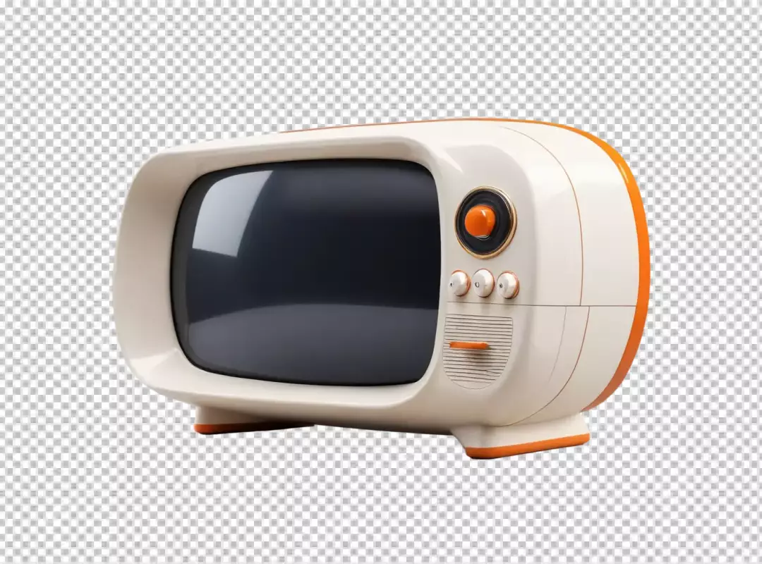 Nostalgic Retro Television Set with Orange Accents Capturing Vintage Entertainment Era