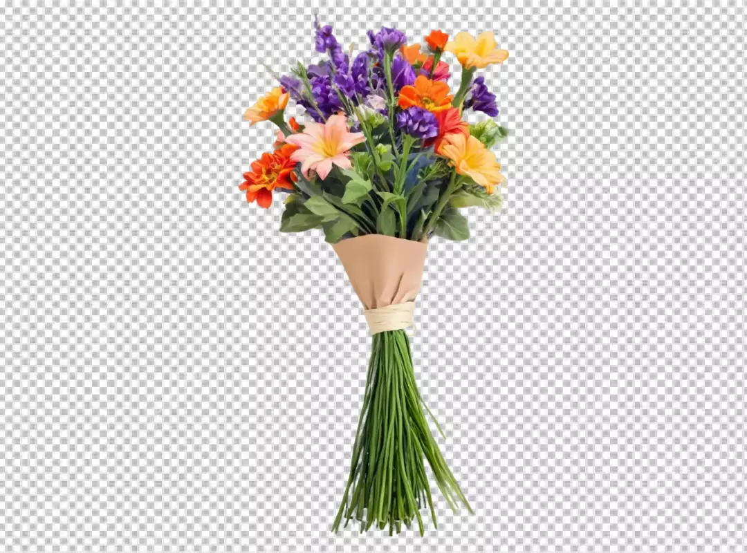 Vibrant Mixed Flower Bouquet Wrapped in Rustic Brown Paper
