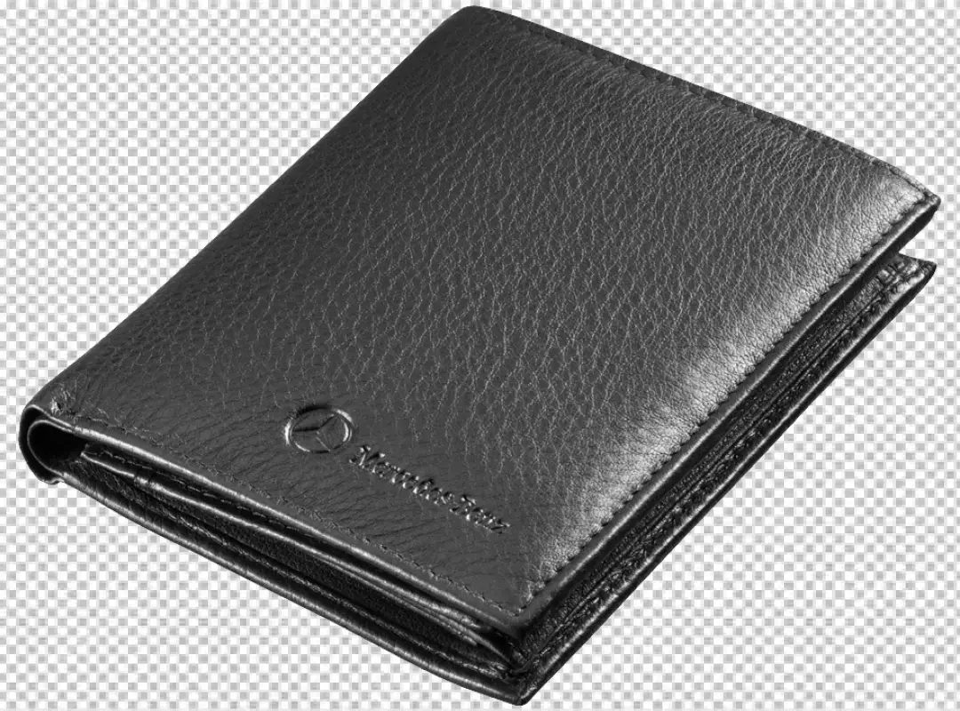 Elegant Black Leather Wallet with Mercedes Benz Logo for Luxury Accessories