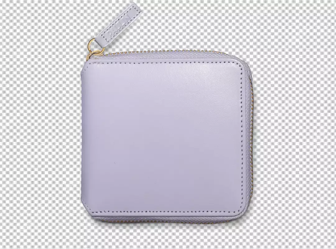 Stylish Light Purple Leather Wallet Featuring Gold Zipper and Modern Design