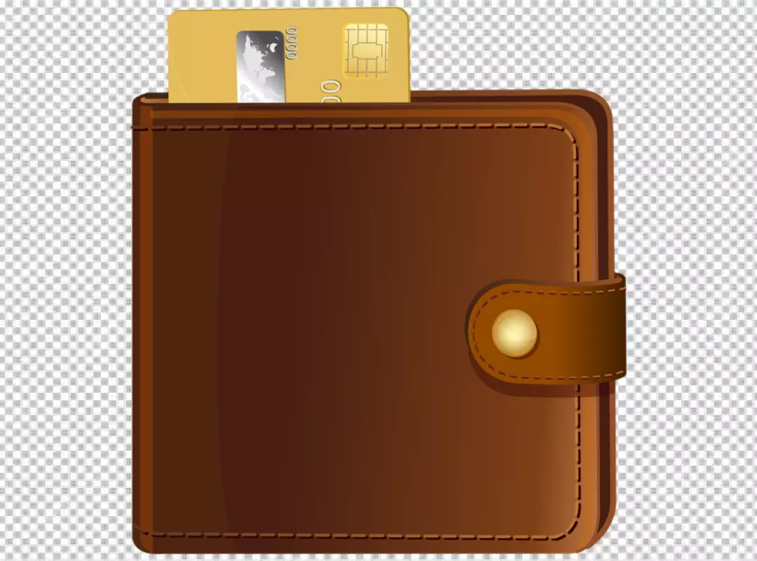Brown Leather Wallet with Golden Credit Card for Secure Financial Transactions