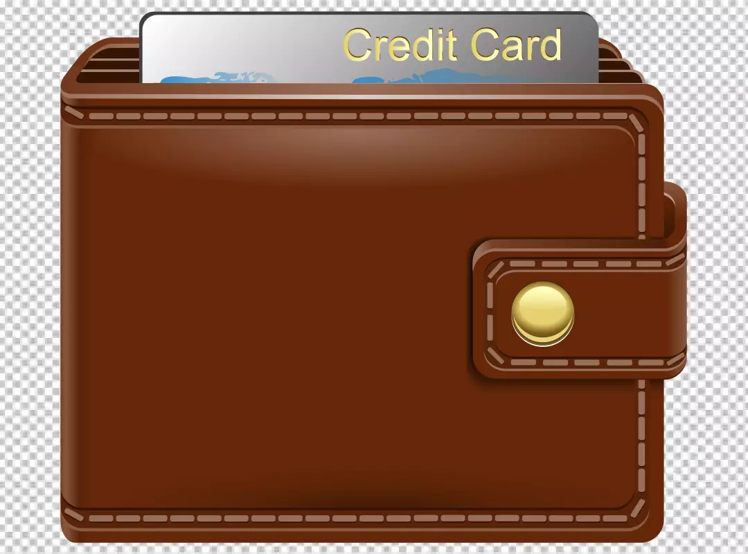 Brown leather wallet with a credit card inside for financial transactions