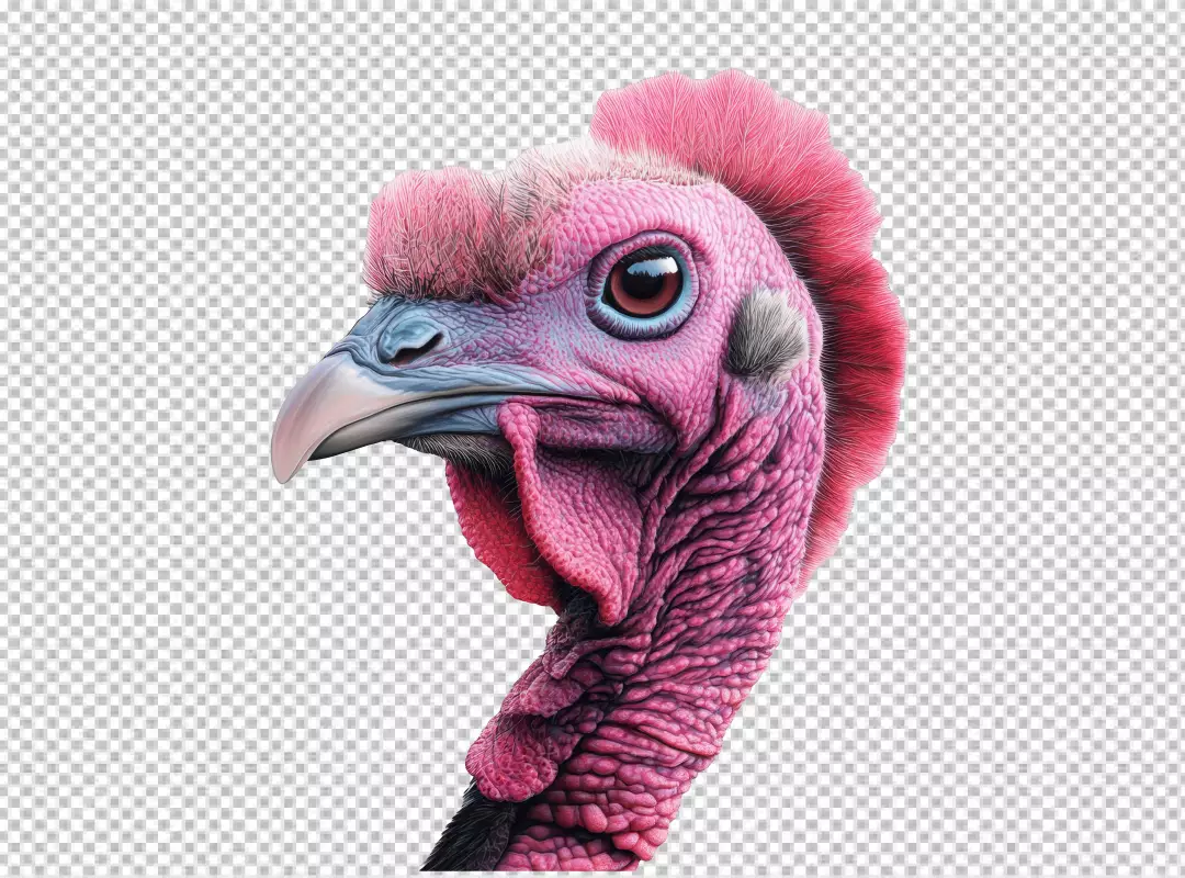 Vibrant Pink Turkey Head Profile with Detailed Features PNG Cutout