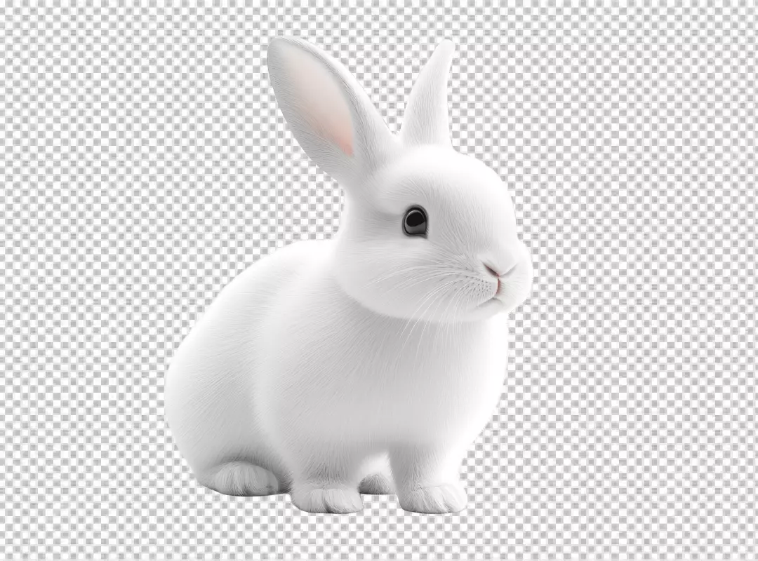 Cute White Rabbit Sitting Calmly Ready for Your Designs