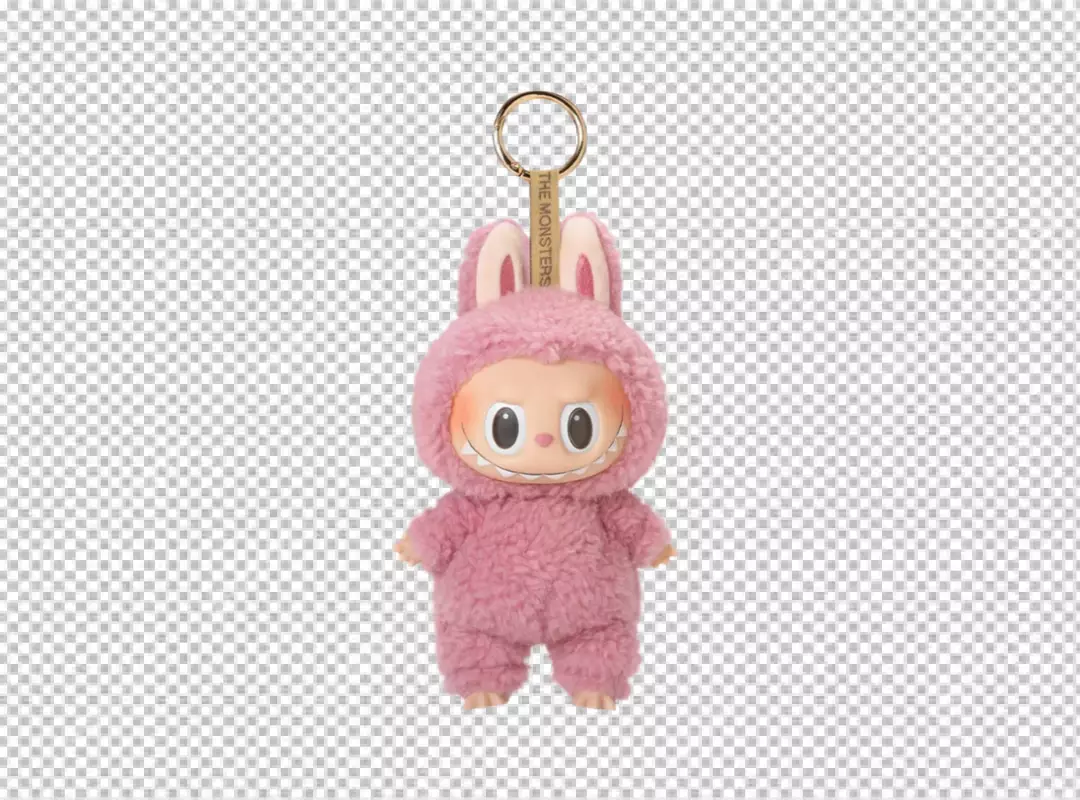 Adorable Pink Fluffy Monster Bunny Plush Toy Keychain for Collectibles