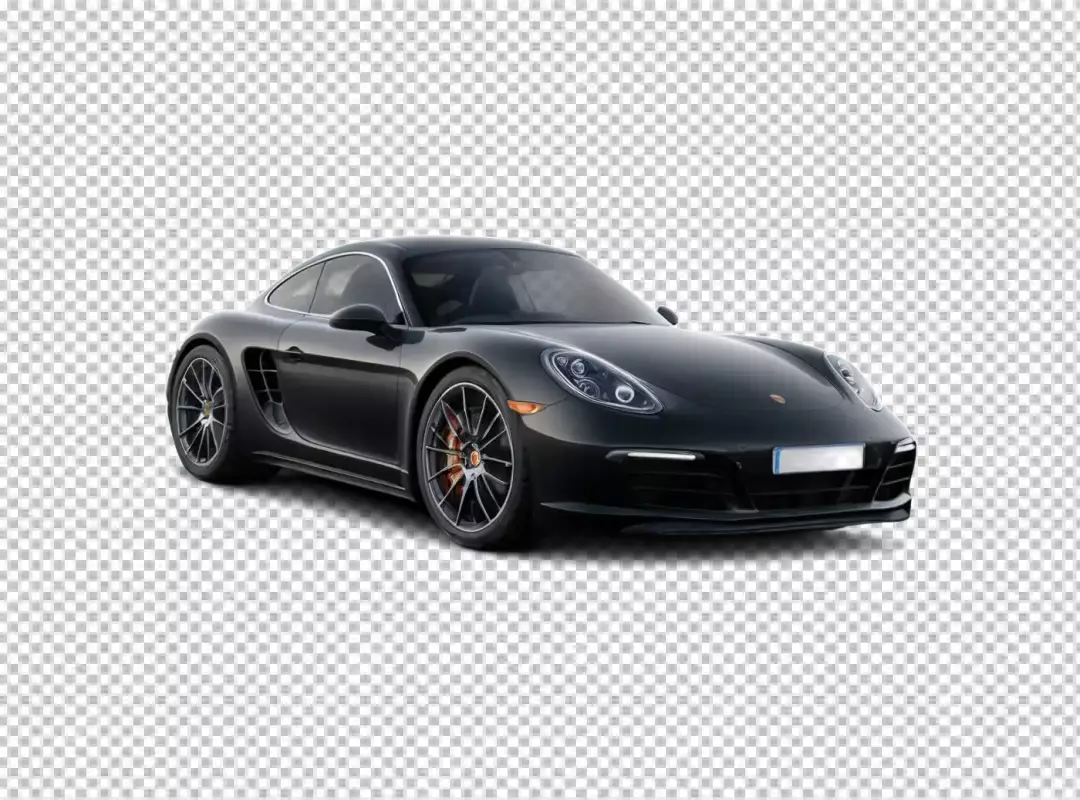 Sleek Black Porsche Sports Car Coupe Isolated on White Background