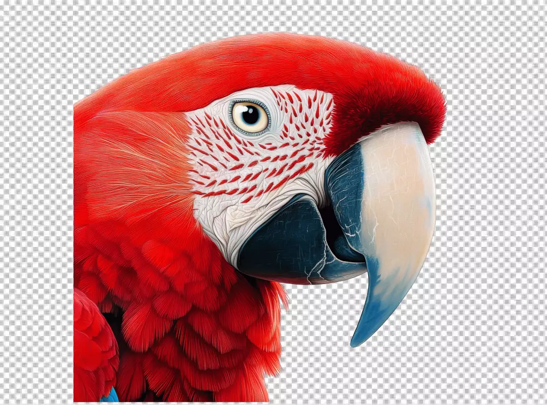 Vibrant Red Macaw Close-up PNG for Tropical Design Projects