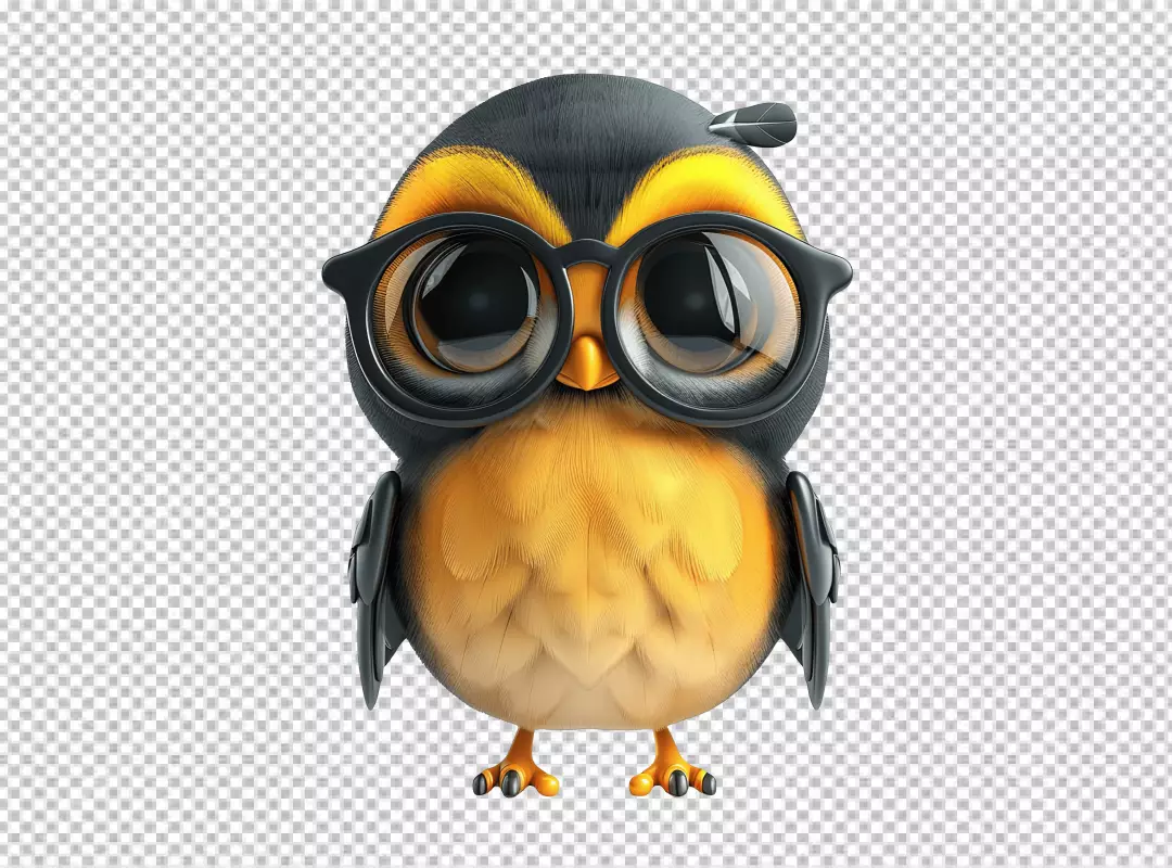 Cute Nerdy Bird Wearing Eyeglasses - Playful Mascot for Learning and Wisdom
