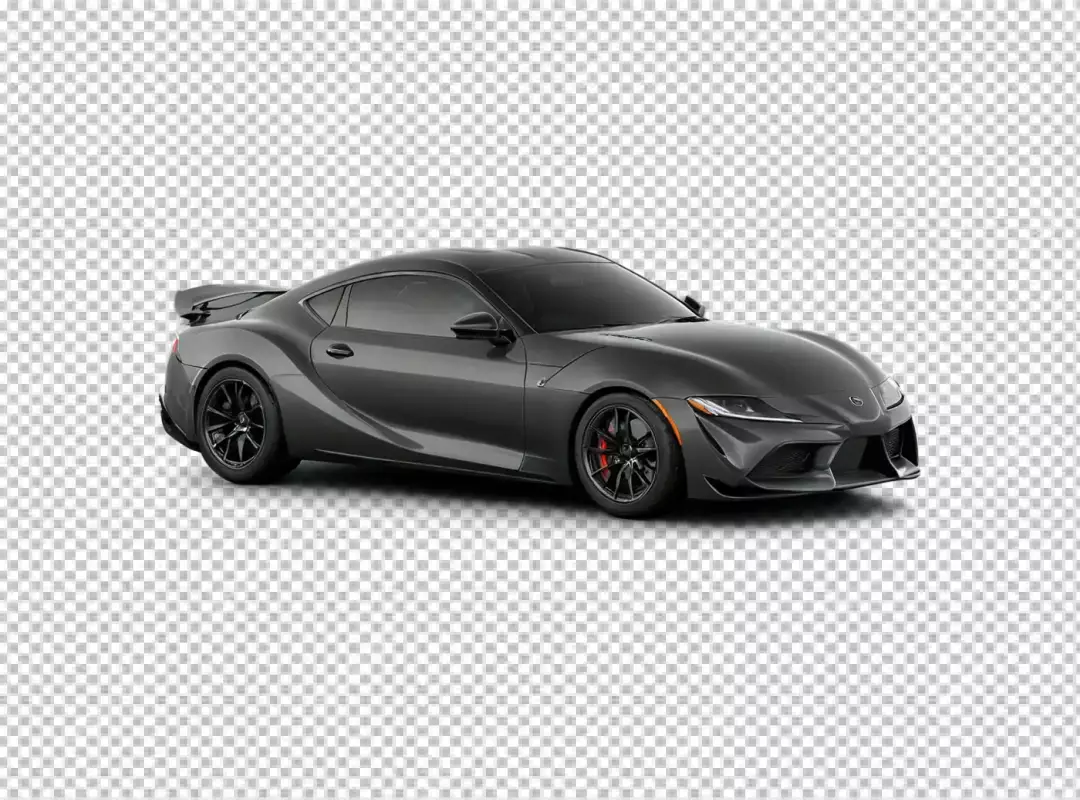 Modern Dark Grey Toyota Supra Sports Car Isolated on White Background
