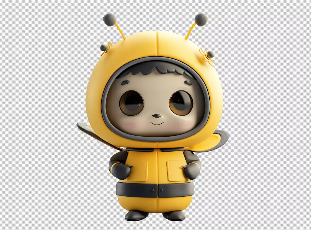 Adorable 3D Cartoon Bee Character Smiling for Kids' Designs