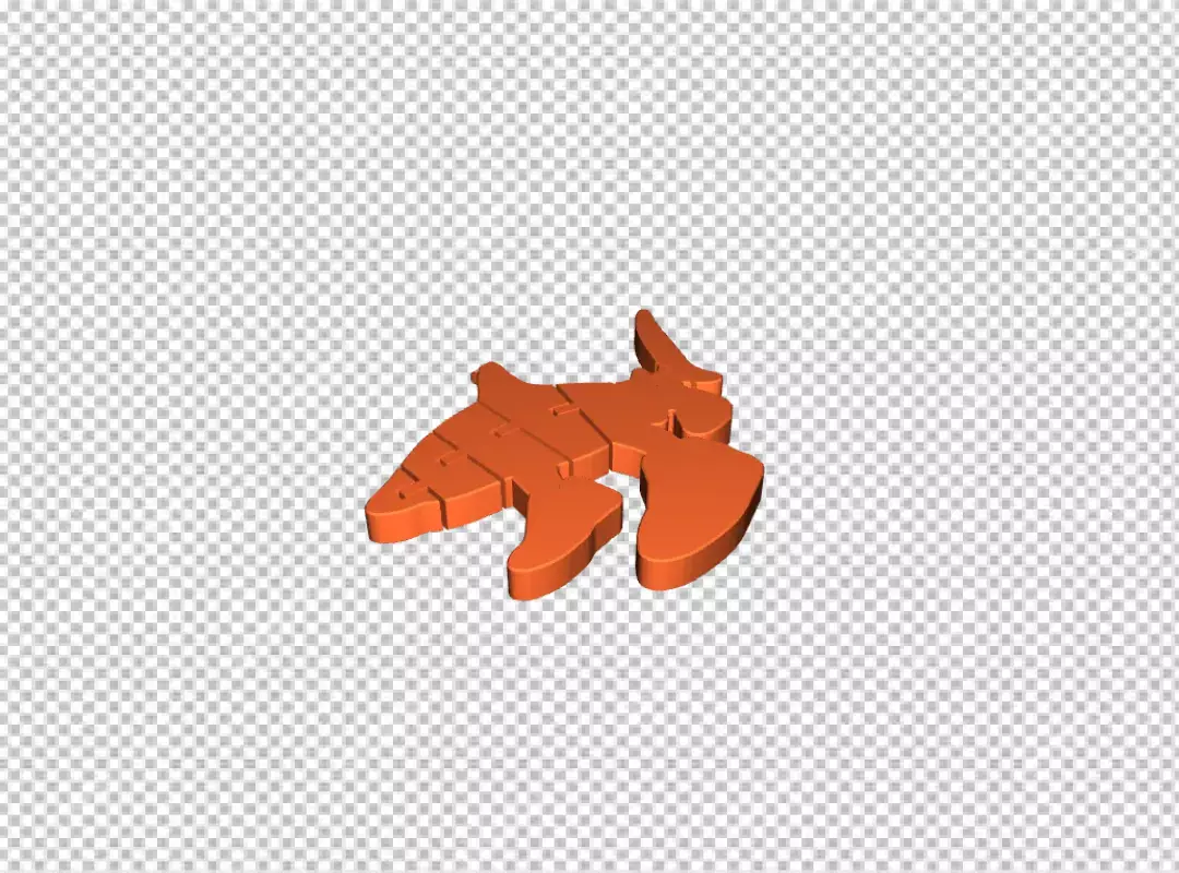 3D Rendered Orange Abstract Polygonal Creature Isolated on Black Background