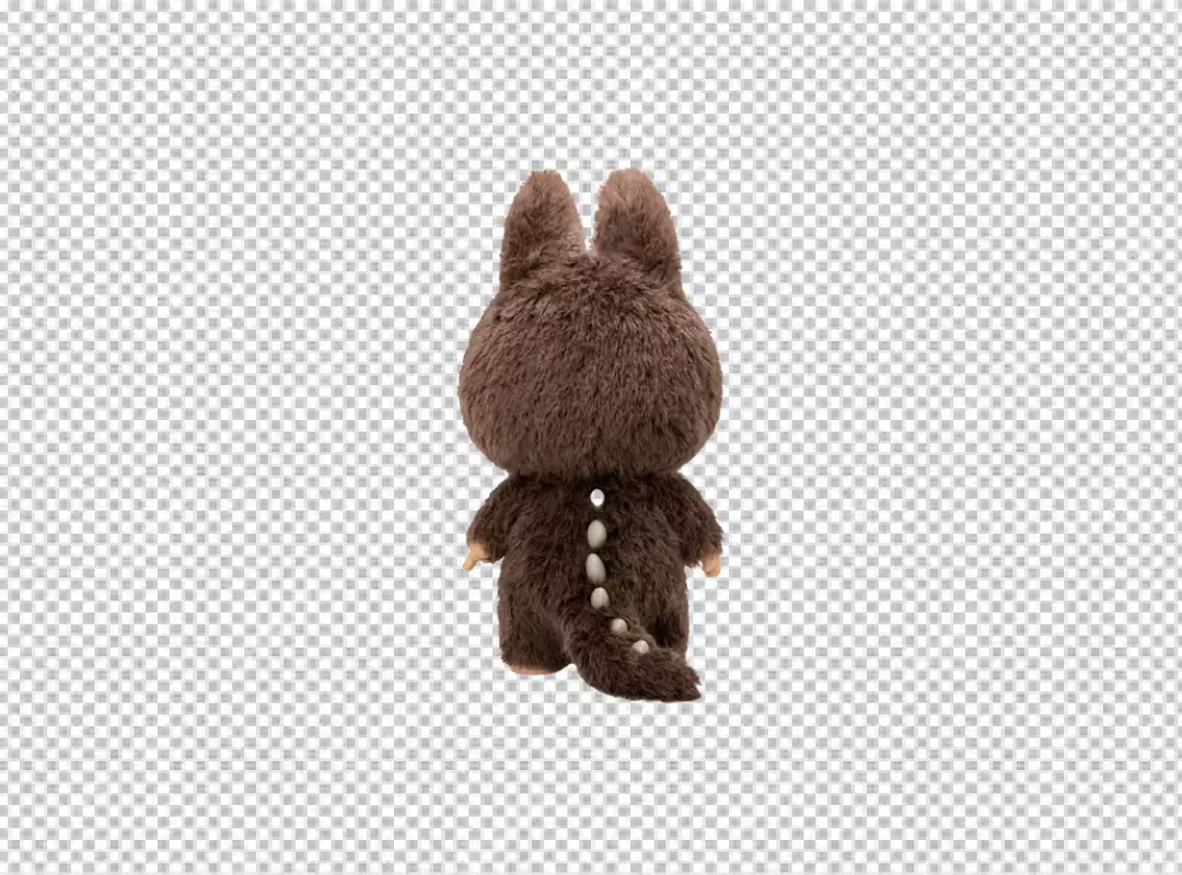 Whimsical Fluffy Brown Bunny Monster Collectible Figure Back View Isolated