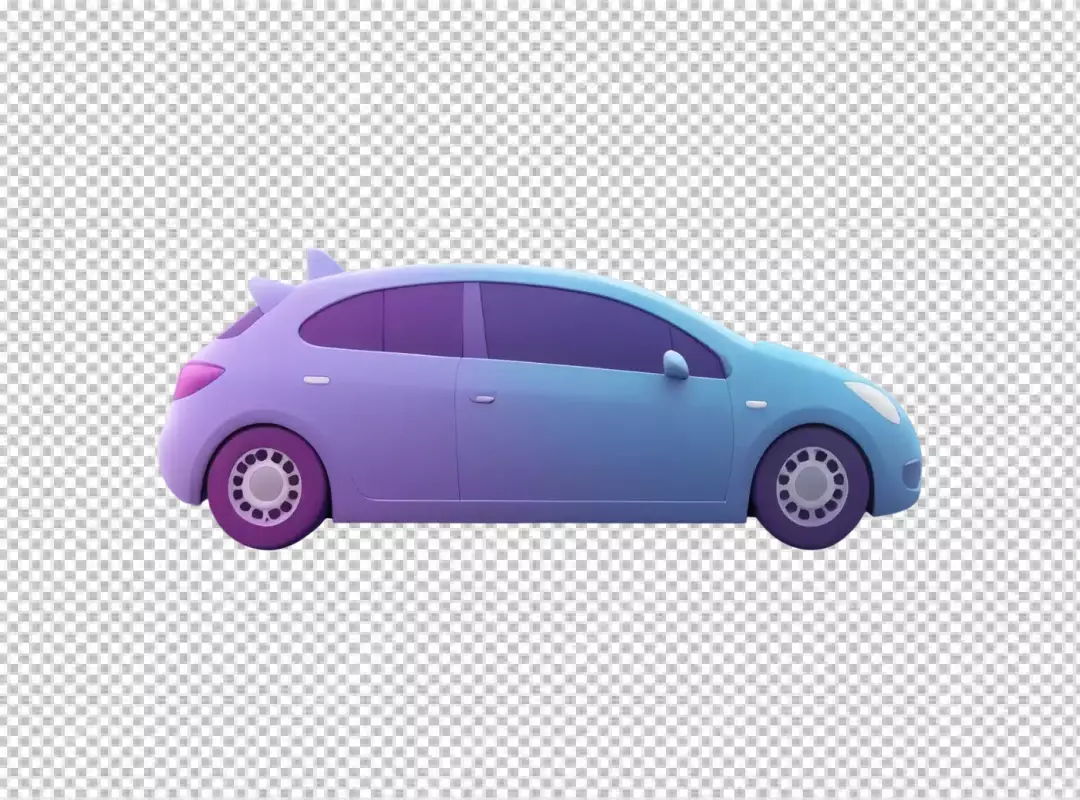 Stylish 3D Rendered Hatchback Car with Vibrant Gradient Colors and Modern Design
