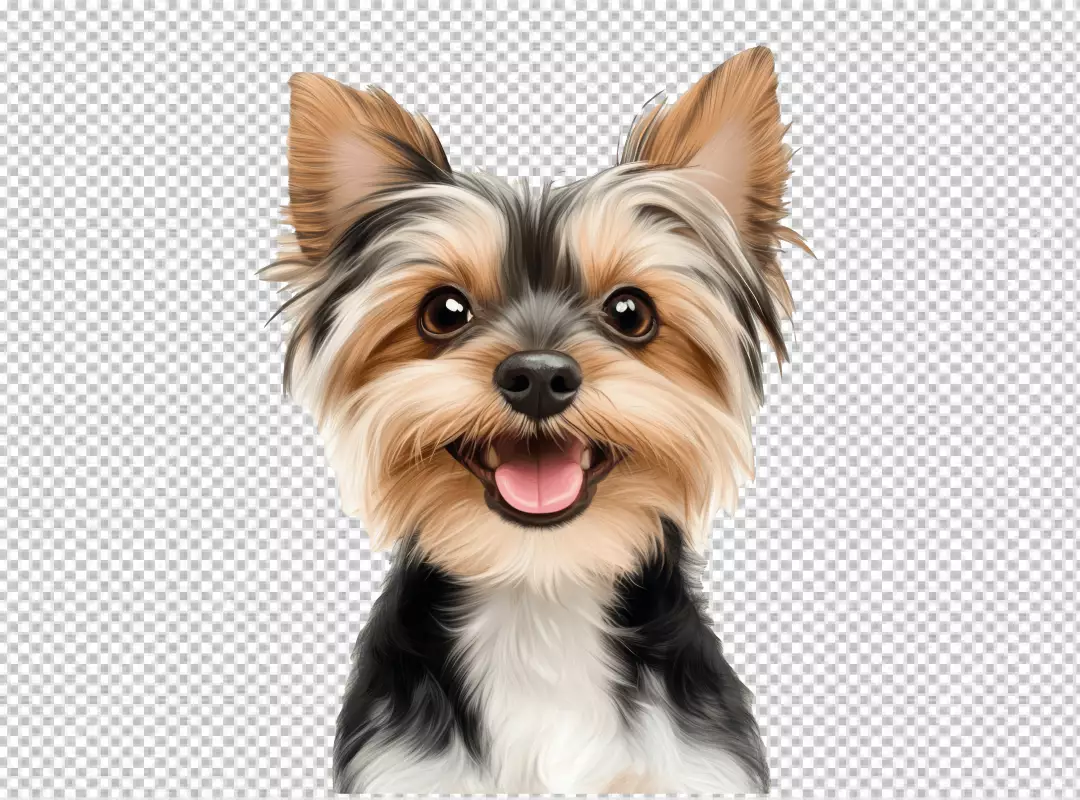 Adorable Yorkshire Terrier Dog Smiling Happily PNG Cutout for Digital Art