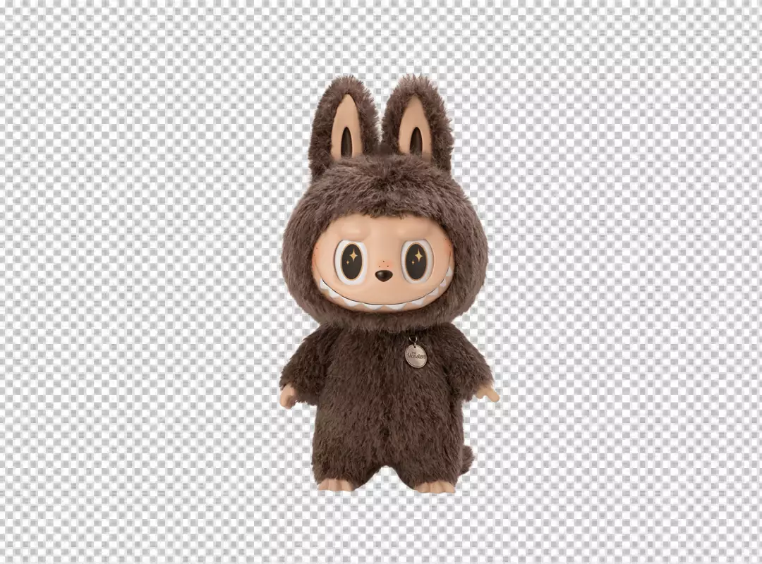 Cute Fluffy Brown Bunny Monster Collectible Figure with Sparkly Eyes