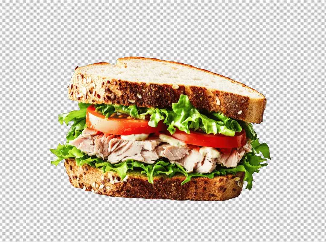 Delicious Whole Grain Tuna Sandwich with Fresh Lettuce and Sliced Tomatoes