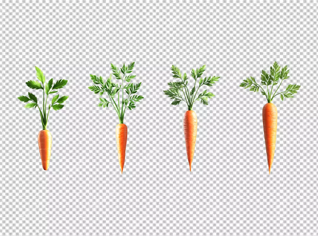 Vibrant Fresh Carrots with Green Leaves PNG for Healthy Recipes