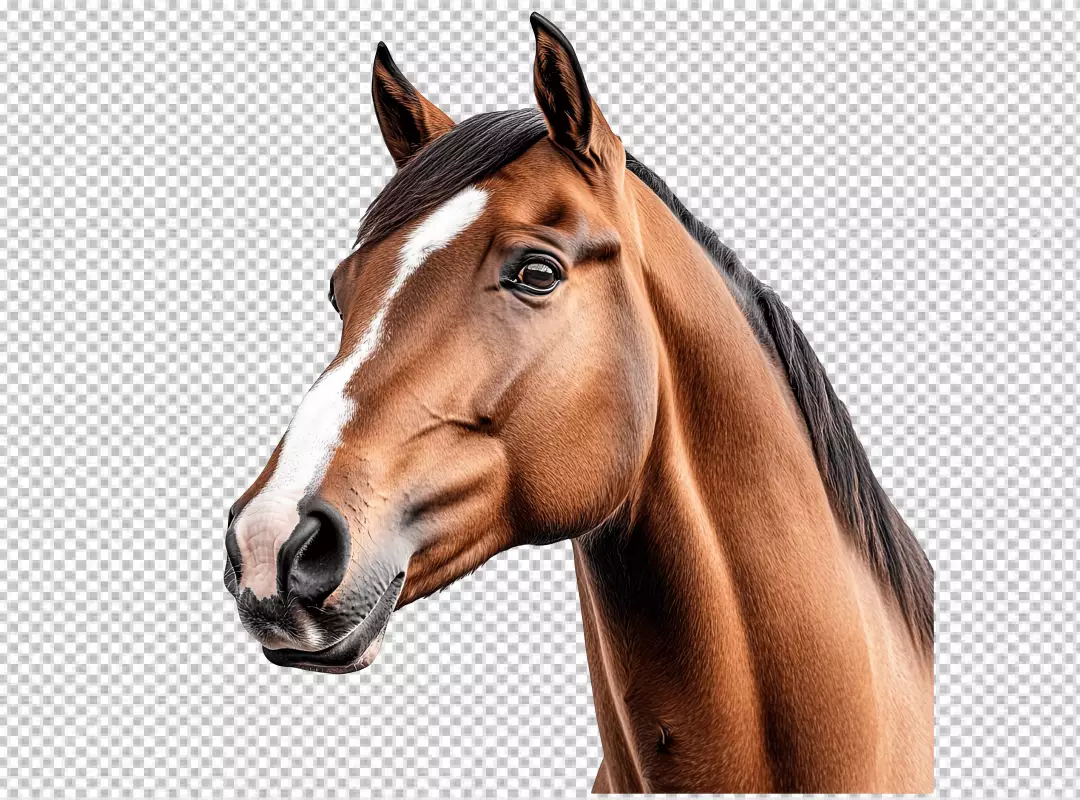 Majestic Bay Horse Head Profile PNG Cutout for Design Projects