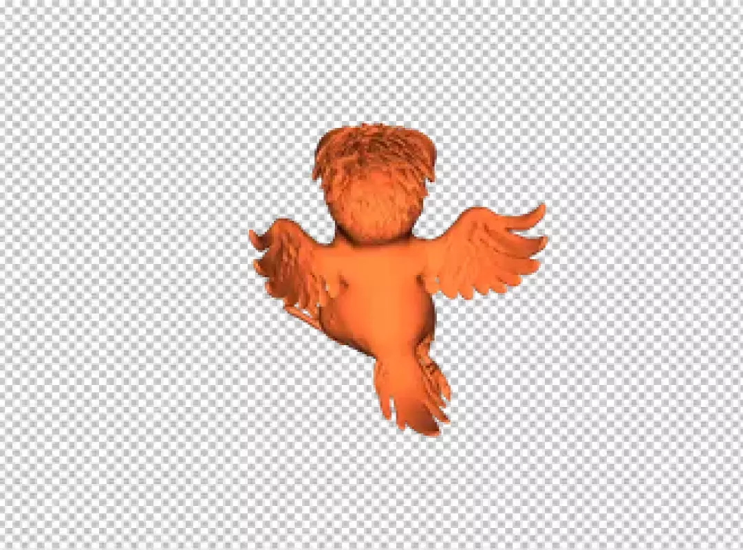 Whimsical Orange Fluffy Flying Creature with Textured Wings on Black Background