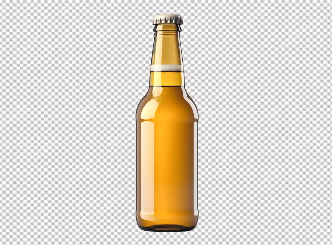 Refreshing Cold Beer Bottle with Condensation PNG Cutout