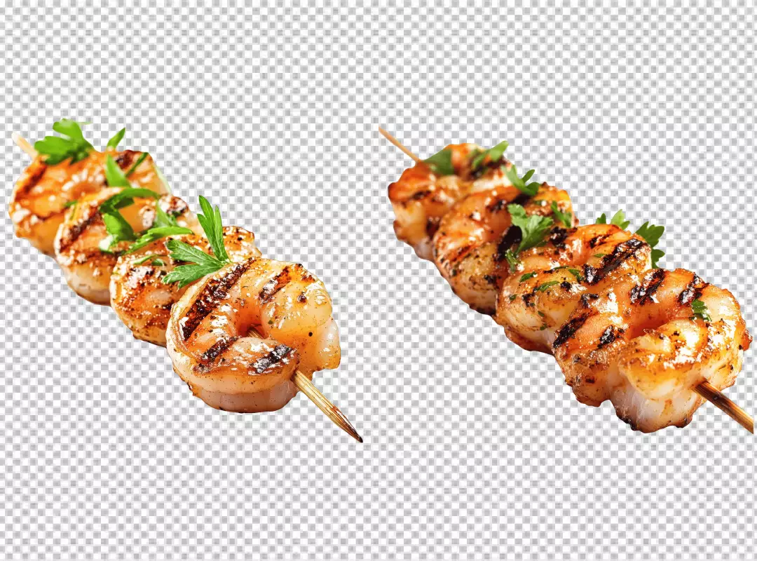 Delicious Grilled Shrimp Skewers with Fresh Herbs Appetizing Seafood Meal Photography