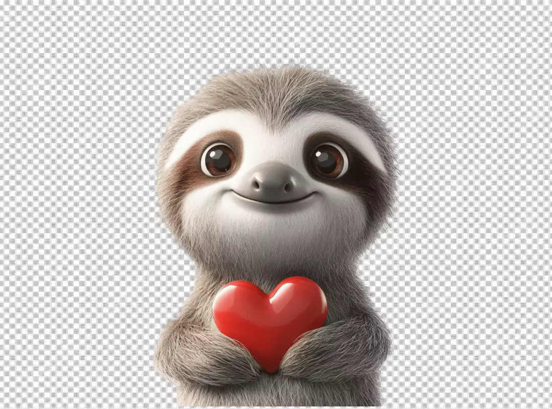 Adorable Baby Sloth Holding Red Heart for Love and Affection Designs