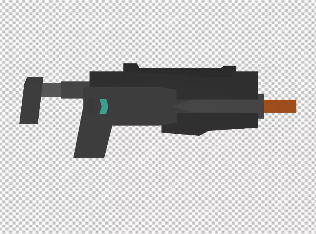 Minimalist Stylized Dark Gray Submachine Gun Graphic on Black Background