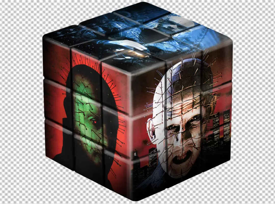 Hellraiser Puzzle Cube with Iconic Cenobite Characters and Horror Imagery