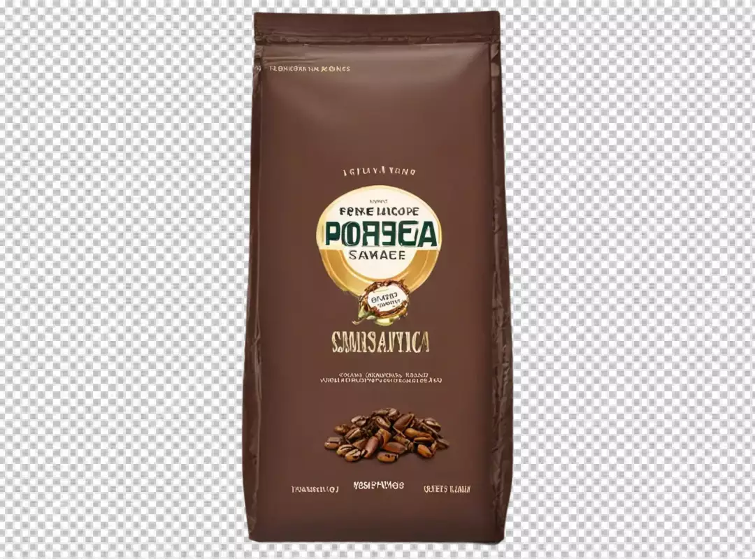 Premium Roasted Coffee Beans in Brown Packaging with Golden Label