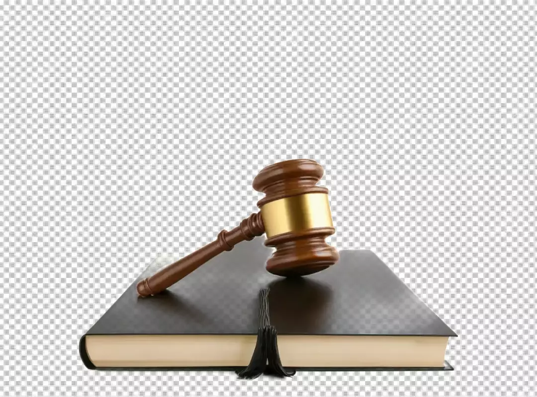 Wooden Gavel Resting on Law Book, Symbolizing Justice and Authority