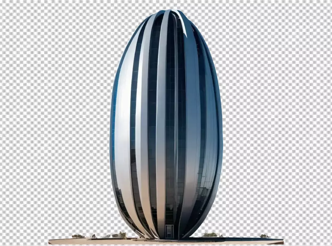Futuristic Oval Skyscraper with Reflective Glass Facade and Modern Architecture Design