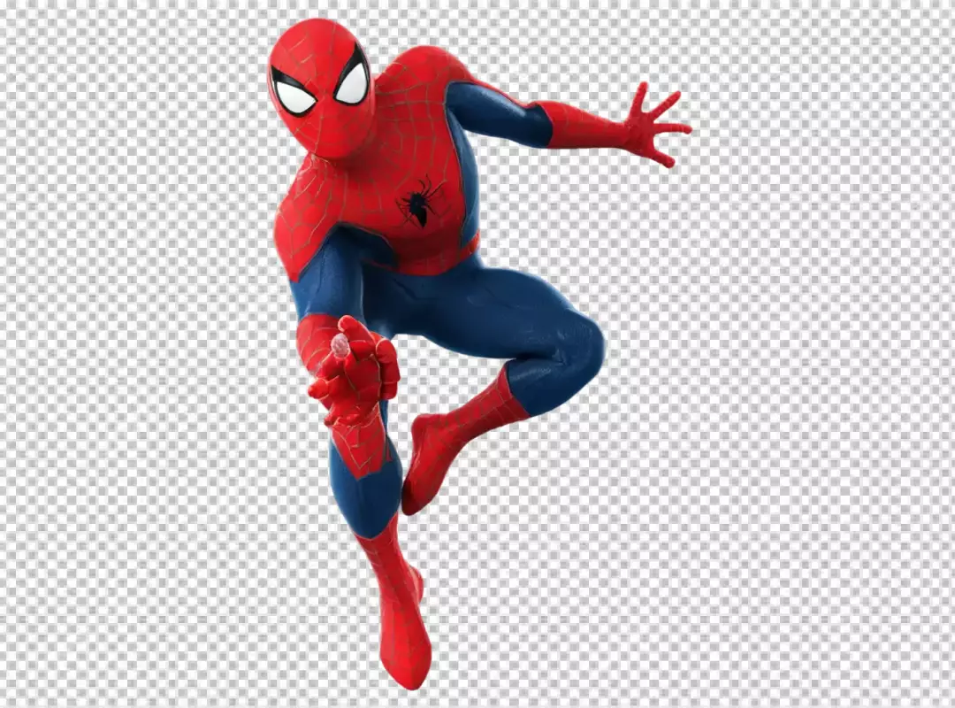 Classic Spider-Man Superhero Leaping Forward with Dynamic Web-Slinging Pose