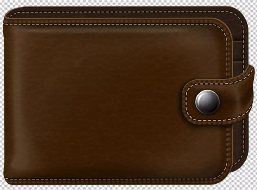 Classic Brown Leather Wallet with Secure Silver Snap Closure Illustration