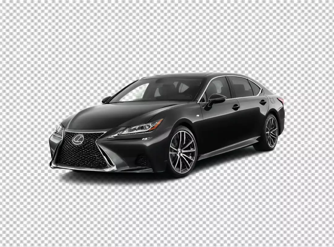 Sleek Black Lexus GS F Sport Luxury Sedan Isolated on White Background