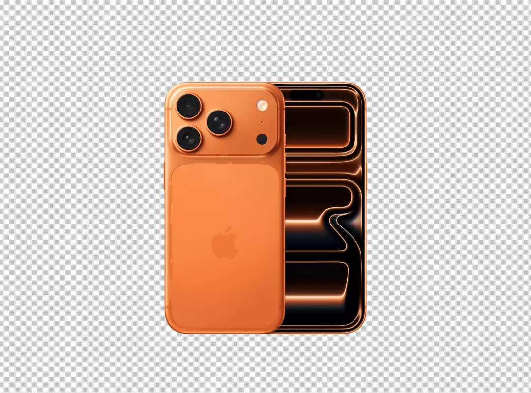 Luxury Orange iPhone Pro with Advanced Triple Camera System and Glowing Screen