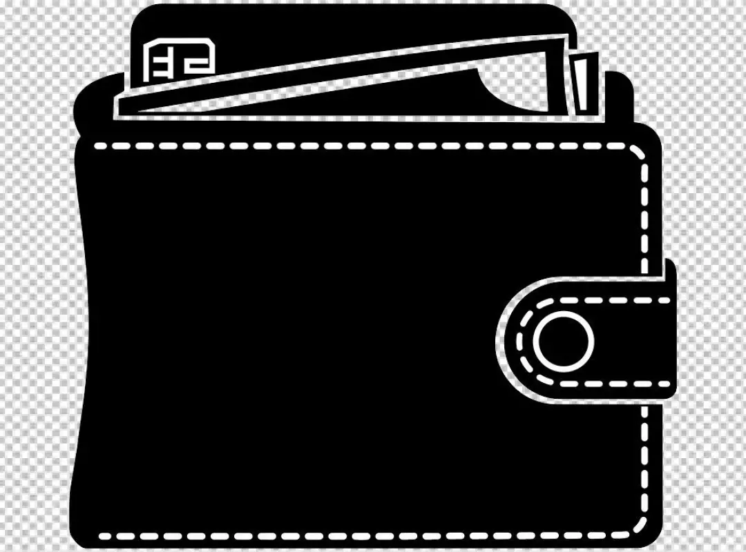 Sleek Black Wallet Icon with Credit Cards and Cash Inside