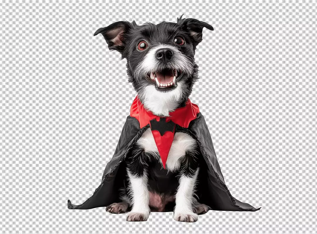 Adorable Dog Dressed as Vampire for Halloween Celebration Design